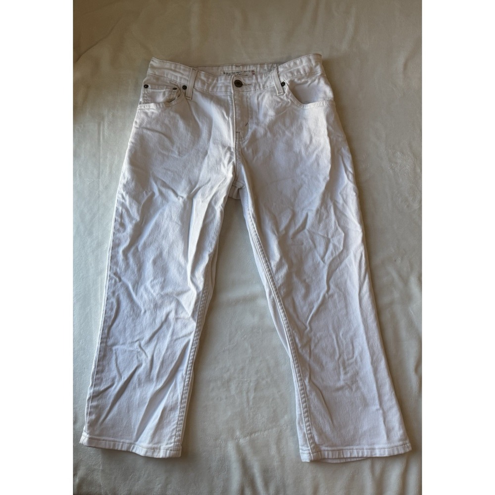 Levis Jeans Size 8 Womens Cotton White Stretch Pants Denim Ladies Mid Rise Capri